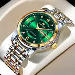 Load image into Gallery viewer, VA VA VOOM Men's Gold Blue Rhinestone Luxury Watch β Quartz Business Week Calendar Wristwatch