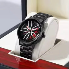Men's 42mm Car Series Rotating Dial Watch – Stainless Steel 3ATM Quartz Sport Wristwatch