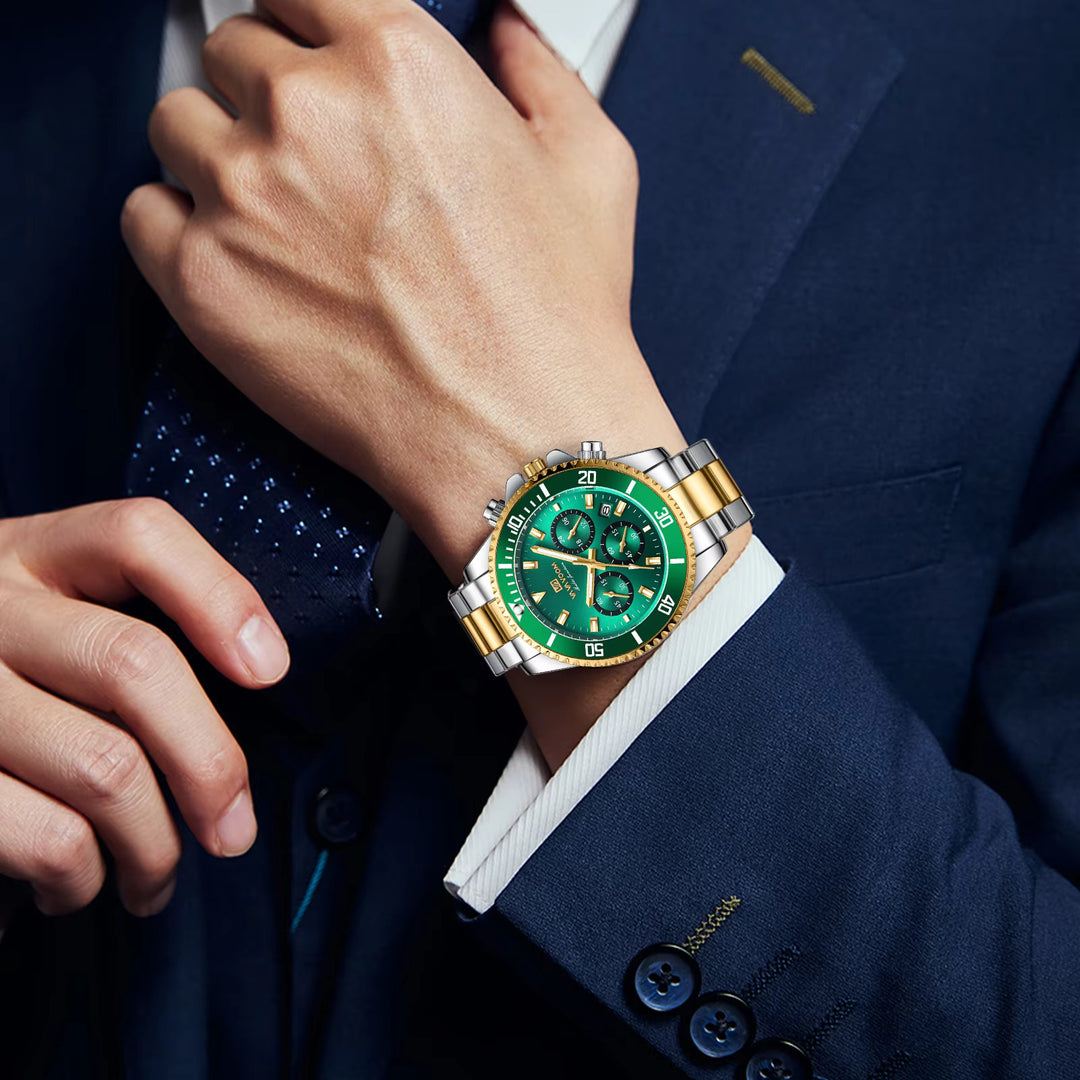 Men's Diver Series Luxury Watch – Night Glow Stainless Steel Multifunctional Quartz Wristwatch