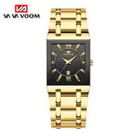 Load image into Gallery viewer, Men's Rectangular Black Gold Business Watch – Luxury Waterproof Calendar Quartz Wristwatch