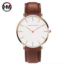 Hannah Martin Unisex Rose Gold Watch – Japanese Quartz Leather & Nylon Strap Dress Watch