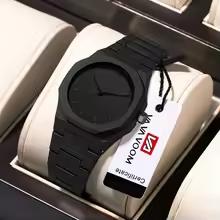 VA VA VOOM Men's Military Arabic Dial Watch – Black Silicone Sport Quartz Wristwatch