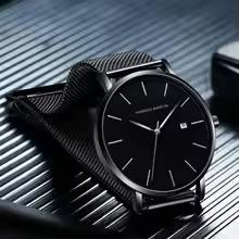 Classic Bauhaus Men's Watch – Ultra Thin Dark Blue Quartz Stainless Steel Business Watch