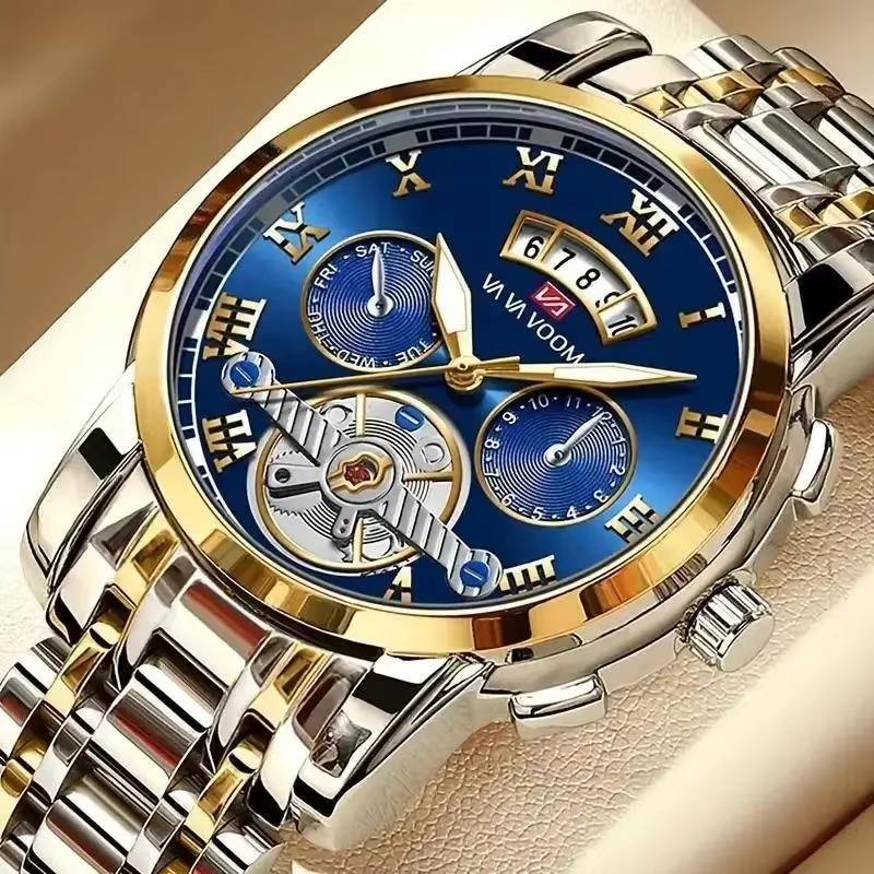 Men's Luxury Stainless Steel Sport Watch – Luminous Dial, 3ATM Waterproof Quartz