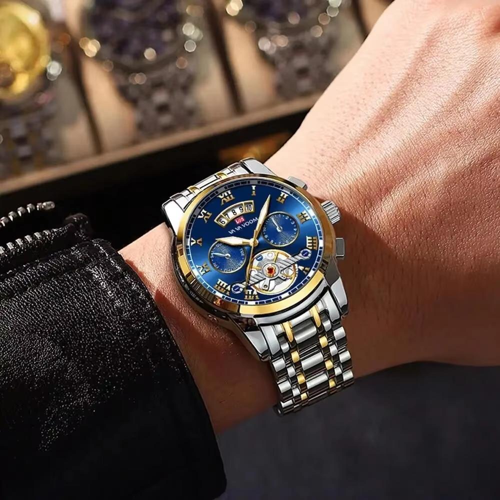Men's Luxury Stainless Steel Sport Watch – Luminous Dial, 3ATM Waterproof Quartz