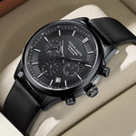 Load image into Gallery viewer, Hannah Martin Men's Chronograph Style Watch – Leather Strap Quartz Business Sport Watch